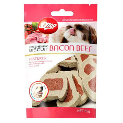 Bánh thưởng cho chó vị thịt bò VEGEBRAND Orgo Freshening Biscuit Bacon Beef
