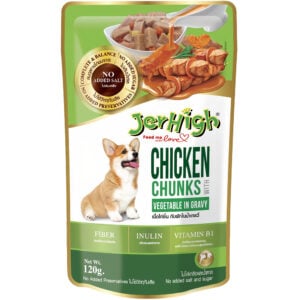 Pate cho chó vị gà viên sốt rau củ JERHIGH Chicken Chunks Vegetable In Gravy