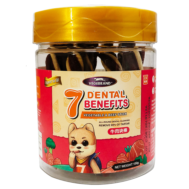Bánh thưởng cho chó vị thịt bò và rau xanh VEGEBRAND 7 Dental Benefits Vegetable & Beef Stick 12 Bánh thưởng cho chó vị thịt bò và rau xanh VEGEBRAND 7 Dental Benefits Vegetable & Beef Stick