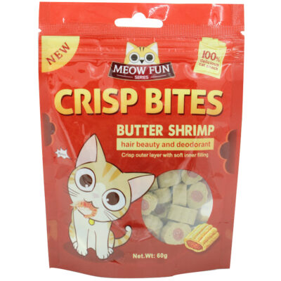 Bánh thưởng cho mèo vị tôm MEOW FUN Crisp Bites Butter Shrimp