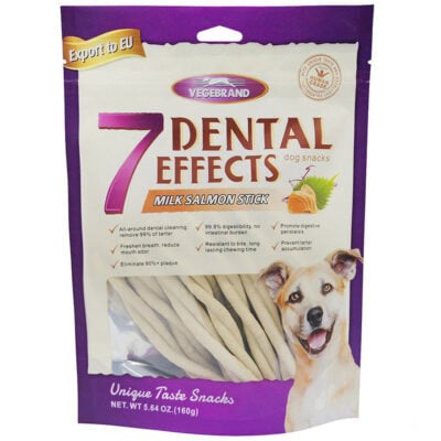 Xương gặm sạch răng cho chó vị cá hồi VEGEBRAND 7 Dental Effects Milk Salmon Stick