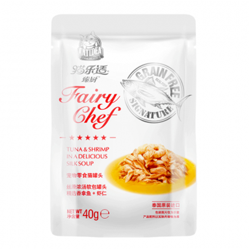 Pate cho mèo vị cá ngừ và tôm CATIDEA Fairy Chef Gavy Pouch Tuna White Meat & Shrimp 8 Pate cho mèo vị cá ngừ và tôm CATIDEA Fairy Chef Gavy Pouch Tuna White Meat & Shrimp