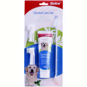 Bộ bàn chải kem đánh răng cho chó vị bạc hà BIOLINE Toothpaste With Mint