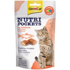 Snack bánh thưởng cho mèo vị cá hồi GIMCAT Nutri Pockets Salmon Treats