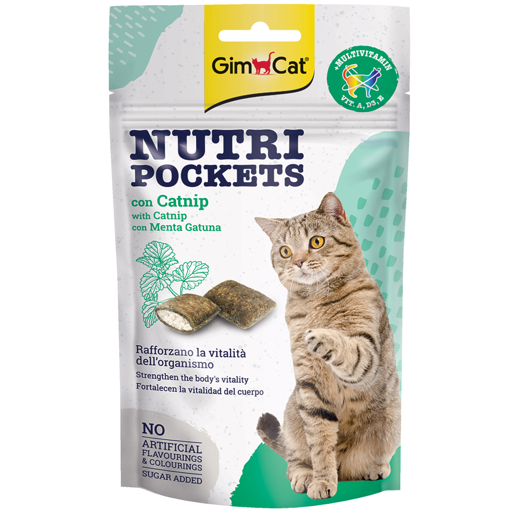 Snack bánh thưởng cho mèo vị cỏ bạc hà GIMCAT Nutri Pockets Catnip Treats 10 Snack bánh thưởng cho mèo vị cỏ bạc hà GIMCAT Nutri Pockets Catnip Treats