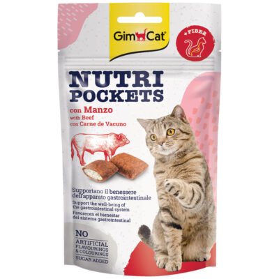Snack bánh thưởng cho mèo vị thịt bò GIMCAT Nutri Pockets Beef Treats