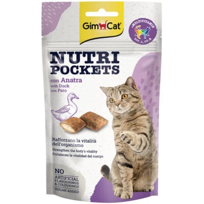 Snack bánh thưởng cho mèo vị thịt vịt GIMCAT Nutri Pockets Duck Treats