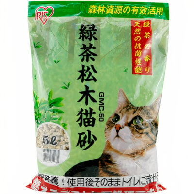 Cát vệ sinh cho mèo gỗ thông bột trà xanh IRIS OHYAMA GMC-50