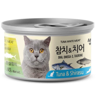 Pate lon cho mèo vị cá ngừ trắng cá cơm MEOWOW Tuna Shirasu