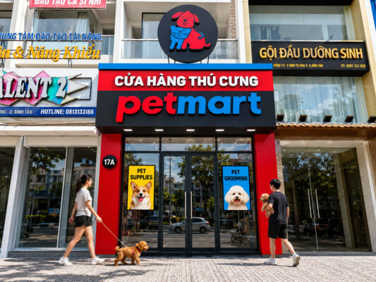 Cửa hàng thú cưng Pet Mart tại số 38 Đường 17A, Phường An Lạc, Hồ Chí Minh – bán thức ăn, phụ kiện cho chó mèo, dịch vụ cắt tỉa lông, tắm spa và khách sạn thú cưng