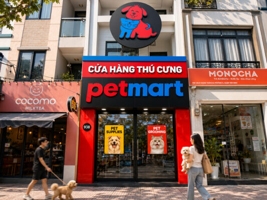 Cửa hàng thú cưng Pet Mart tại số 938 Cách Mạng Tháng 8, Phường Tân Sơn Nhất, Hồ Chí Minh – bán thức ăn, phụ kiện cho chó mèo, dịch vụ cắt tỉa lông, tắm spa và khách sạn thú cưng