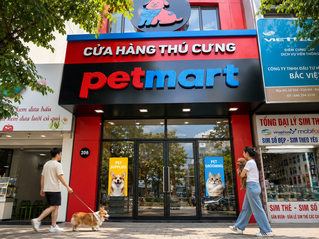 Cửa hàng thú cưng Pet Mart tại số 206 Kim Mã, Phường Ngọc Hà, Hà Nội – bán thức ăn, phụ kiện cho chó mèo, dịch vụ cắt tỉa lông, tắm spa và khách sạn thú cưng