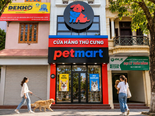 Cửa hàng thú cưng Pet Mart tại số 81 Quang Trung, Phường Hà Đông, Hà Nội – bán thức ăn, phụ kiện cho chó mèo, dịch vụ cắt tỉa lông, tắm spa và khách sạn thú cưng