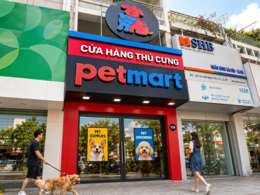 Cửa hàng thú cưng Pet Mart tại số 179 Xô Viết Nghệ Tĩnh, Phường Gia Định, Hồ Chí Minh – bán thức ăn, phụ kiện cho chó mèo, dịch vụ cắt tỉa lông, tắm spa và khách sạn thú cưng